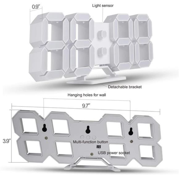 HOME Modern 3D LED Digital Desk Alarm Clock for Kitchen Bedroom Office - Picture 3 of 5